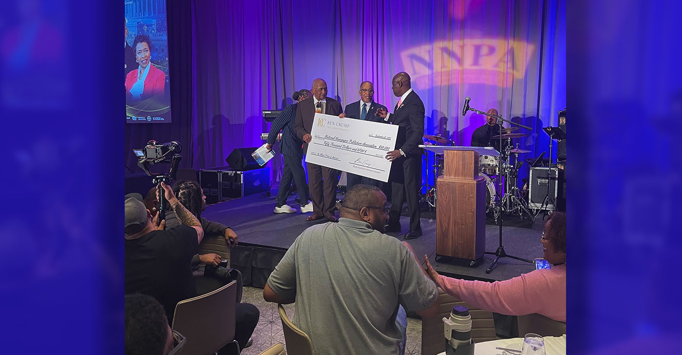 NNPA Chairman Joh Warren, President and CEO Benjamin Chavis, and Benjamin Crump at the 2025 NNPA National Leadership Awards