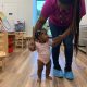 Sanmariea Mills and daughter Lay-Ahnah Watson at an early childhood education center. Photo by Katie Dukes, EducationNC