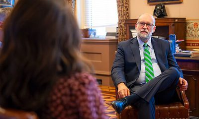 Secretary of Homeland Security Kristi Noem meets with Director of the Office of Management and Budget Russell Vought at the Eisenhower Executive Office Building in Washington, D.C., Sept. 18, 2025. (DHS photo by Tia Dufour) (Wikimedia Commons / Photo by DHSgov)