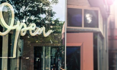 Open sign on a shop window