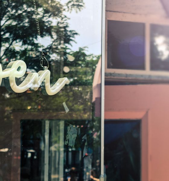 Open sign on a shop window