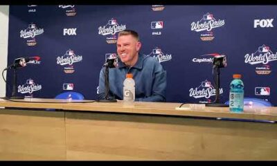 Freddie Freeman celebrates game-winning home run in 2025 World Series Game 3.