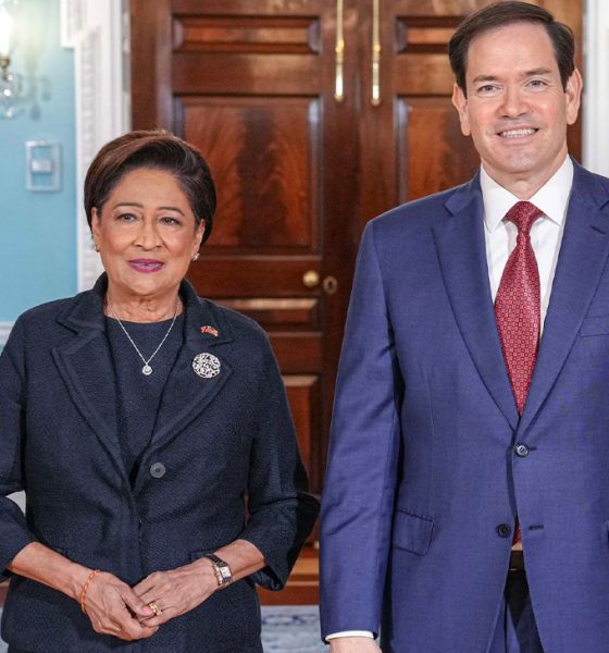 Secretary Marco Rubio meets with Trinidad and Tobago Prime Minister Kamla Persad-Bissessar at the Department of State in Washington, D.C., September 30, 2025. (Official State Department photo by Freddie Everett)