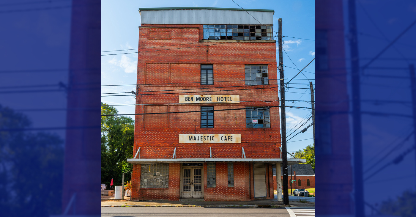 The four-story Ben Moore Hotel offered food & lodging, a safe place for meetings, and a vibrant social life free from the bigotry and hostilities of the racism of the 1940s, ‘50s and ’60s. Photo courtesy The Conservation Fund.
