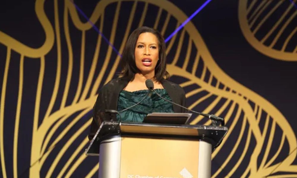 Chinyere Hubbard, president and CEO of the DC Chamber of Commerce, speaks at the organization’s 2025 Awards and Gala on Nov. 6 at the National Building Museum in Northwest D.C. (Shevry Lassiter/The Washington Informer)