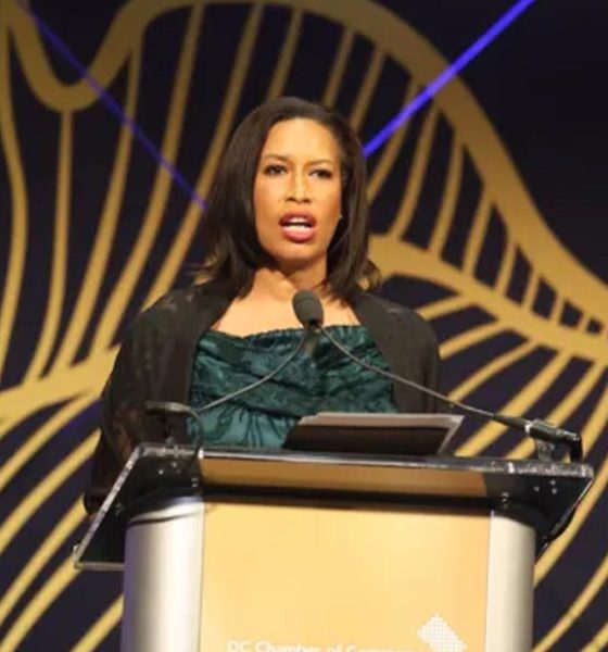 Chinyere Hubbard, president and CEO of the DC Chamber of Commerce, speaks at the organization’s 2025 Awards and Gala on Nov. 6 at the National Building Museum in Northwest D.C. (Shevry Lassiter/The Washington Informer)
