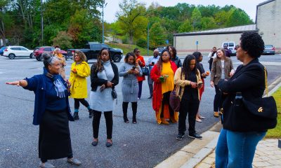 Southwest Atlanta Christian’s Head of School Patrice Francis speaks on the community garden at their school in Atlanta, Georgia