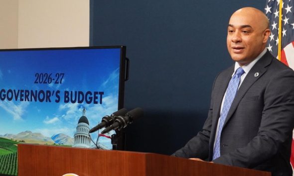 California’s Director of Finance, Joe Stephenshaw, presented the $348.9 billion proposed budget on Jan. 9, 2026, on behalf of Gov. Gavin Newsom. It was the second consecutive year Newsom did not personally deliver the budget. In January 2025, he was responding to emergency wildfires in Los Angeles, which prevented him from presenting the state’s fiscal forecast. Credit: CBM photo by Antonio Ray Harvey.