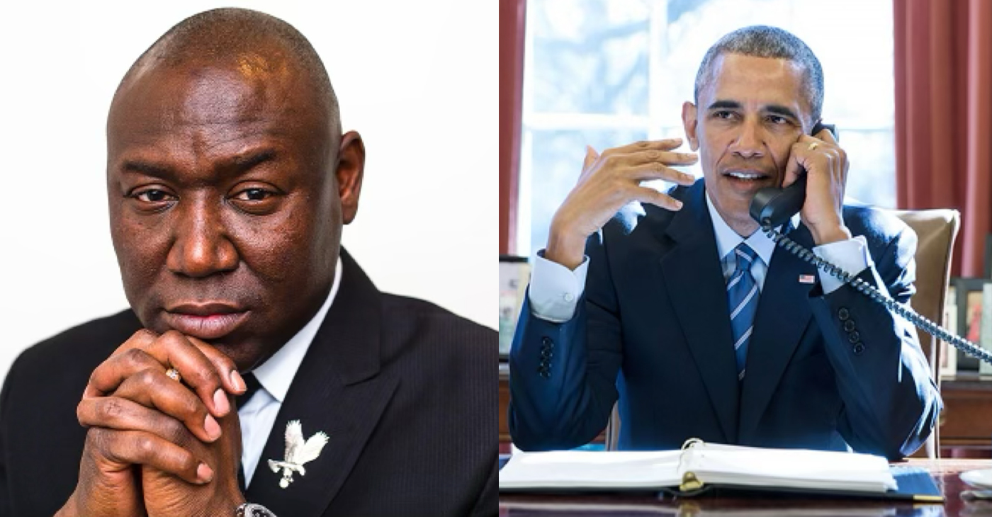 Attorney Ben Crump (left) and former president Barack Obama. File photos.