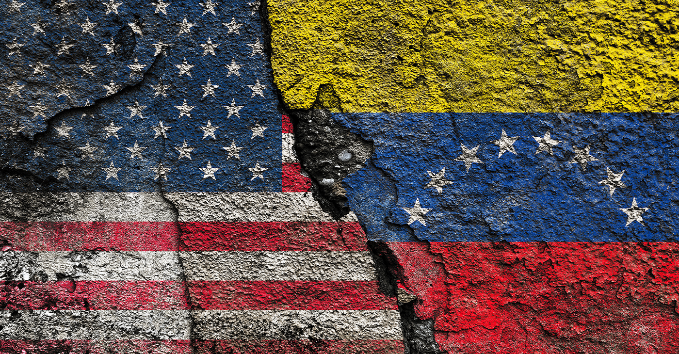 The national flags of the United States and Venezuela. Photo: iStockphoto / NNPA.