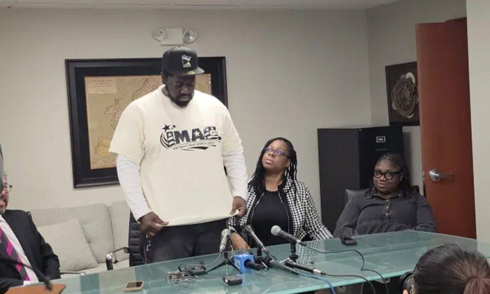  (L-R) Marc Prokosch, Garrison Gibson, Teyona Brown, and Abena Abraham during a press briefing in St. Paul, Jan. 17.