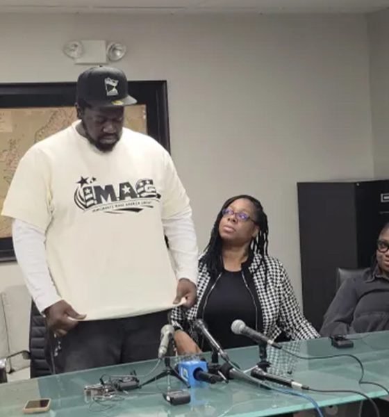  (L-R) Marc Prokosch, Garrison Gibson, Teyona Brown, and Abena Abraham during a press briefing in St. Paul, Jan. 17.