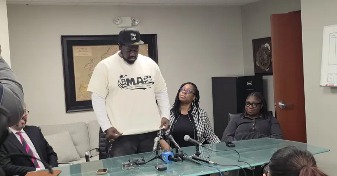  (L-R) Marc Prokosch, Garrison Gibson, Teyona Brown, and Abena Abraham during a press briefing in St. Paul, Jan. 17.