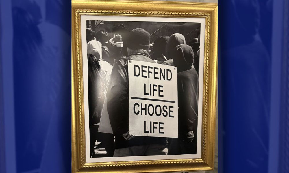 The Candler Hotel in hosted a solo exhibition of Latryce Marie Golliday's gallery, "Redemption." Above: 2026 Protest. Photo by Noah Washington/The Atlanta Voice