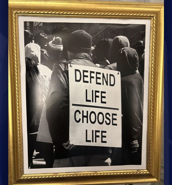 The Candler Hotel in hosted a solo exhibition of Latryce Marie Golliday's gallery, "Redemption." Above: 2026 Protest. Photo by Noah Washington/The Atlanta Voice