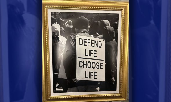 The Candler Hotel in hosted a solo exhibition of Latryce Marie Golliday's gallery, "Redemption." Above: 2026 Protest. Photo by Noah Washington/The Atlanta Voice