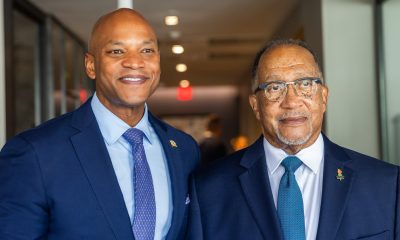Maryland’s Governor Wes Moore (left) joins National Newspaper Publishers Association (NNPA) President and CEO Benjamin F. Chavis Jr. as part of the NNPA’s “Leadership Matters” Video Series. Photo by DC Events.