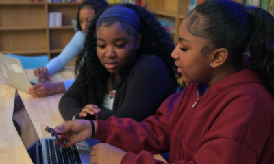 Students at South Hampton K-8 School work on their project for Samsung’s 2025-2026 “Solve for Tomorrow” competition. (Samsung)