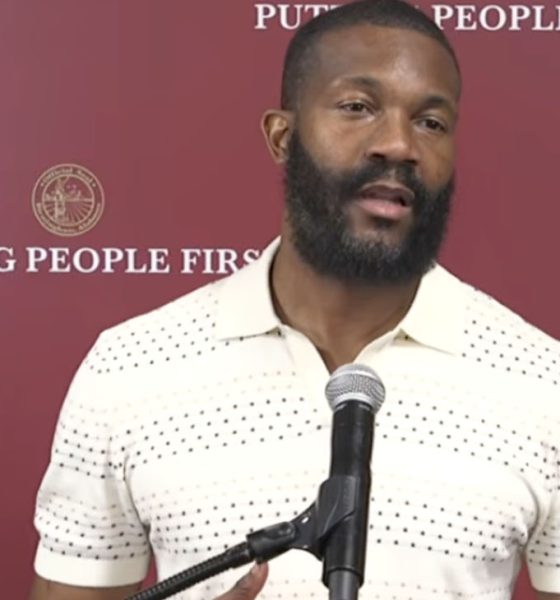 At a Friday press conference, Randall Woodfin spoke out after Central Alabama Water laid off 135 employees. (Screengrab)