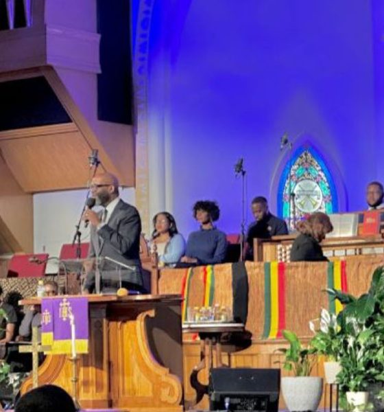 Rev. William H. Lamar IV, Metropolitan AME pastor, delivers the Black Press Sunday message on March 15. Credit: AFRO Photo / Alexis Taylor