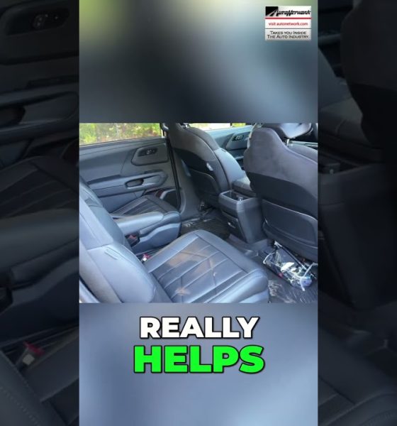 Back seat interior of a dark car with black leather seats; clutter on the floor and a small logo in the top-right, overlaid text reads 'REALLY HELPS'.