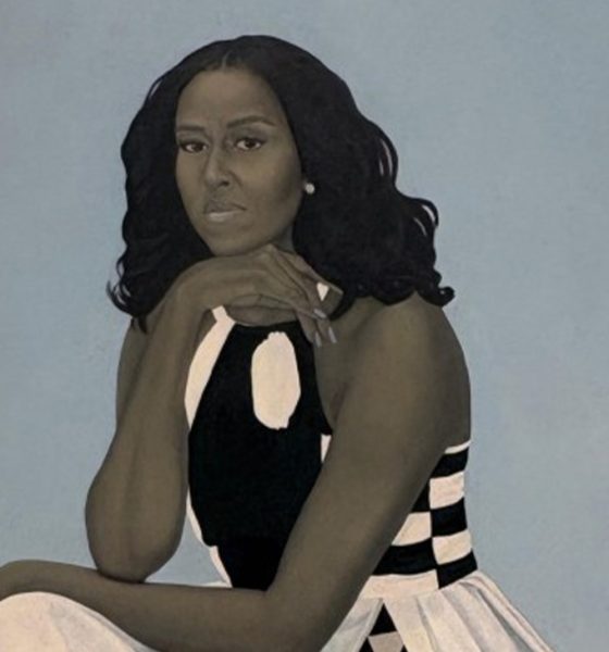 Michelle LaVaughn Robinson Obama, 2018 Oil on Linen.  Photo by Noah Washington/The Atlanta Voice.