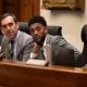 The Baltimore City Board of Estimates held its annual Taxpayers’ Night on April 22 at Baltimore City Hall. During the hearing, members of the board, including City Council President Zeke Cohen (left), Mayor Brandon M. Scott and City Solicitor Ebony Thompson, listened to residents’ feedback on the preliminary budget for fiscal year 2027. Credit: Photo by J.J. McQueen