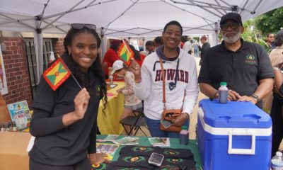 Niquana Perry (left), Sophia Brown (center) and Frederick Fair, of The Nutmeg Alliance, participate in the tour festivities at the Grenadian Embassy. (AFRO Photo / Patricia McDougall)