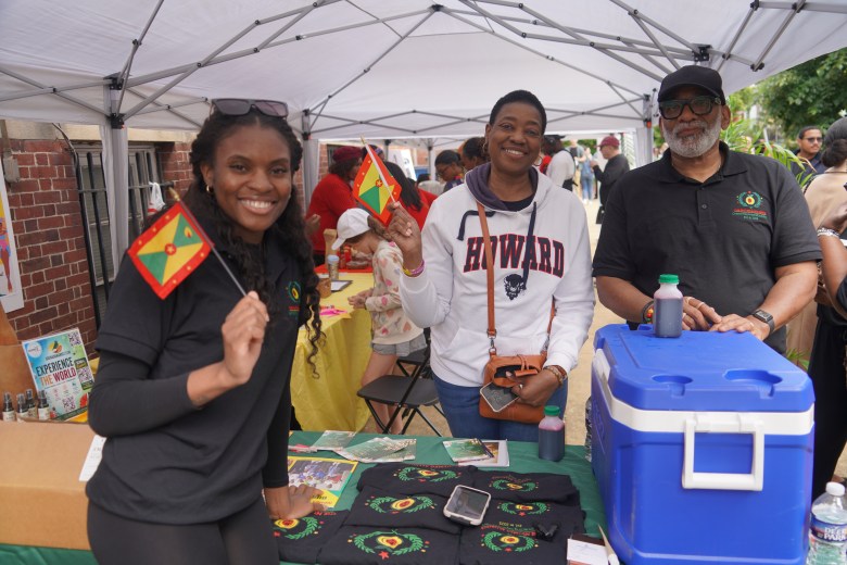 Niquana Perry (left), Sophia Brown (center) and Frederick Fair, of The Nutmeg Alliance, participate in the tour festivities at the Grenadian Embassy. (AFRO Photo / Patricia McDougall)