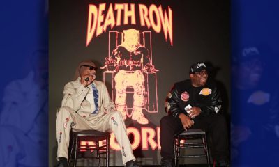 Snoop & DJ Hed conversing during a panel discussion about 10 Til Midnight (CreativeLB/KreativeKapturez)