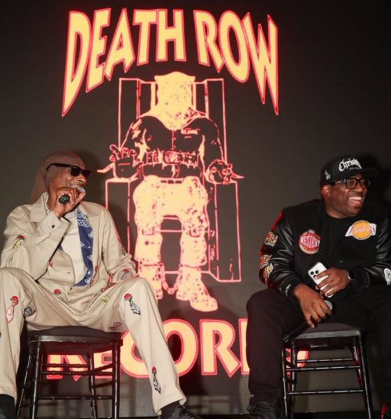Snoop & DJ Hed conversing during a panel discussion about 10 Til Midnight (CreativeLB/KreativeKapturez)