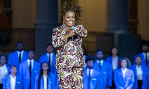 Description Ledisi performs at a Juneteenth concert on the South Lawn of the White House, Tuesday, June 13, 2023. (Official White House Photo by Cameron Smith)
