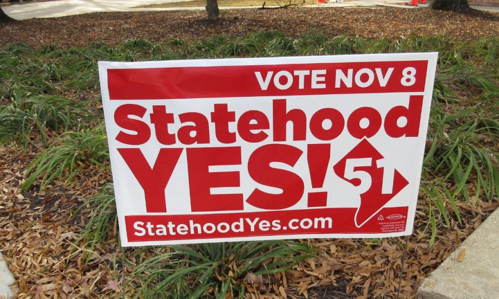 Crop Save Try Washington DC, USA-November 8, 2016: This campaign poster for District of Columbia statehood was spotted in a Northwest Washington DC neighborhood on election day. It is campaigning for full representation in congress and full control over local affairs. Right now Washington DC is a federal district which does not allow this full control.