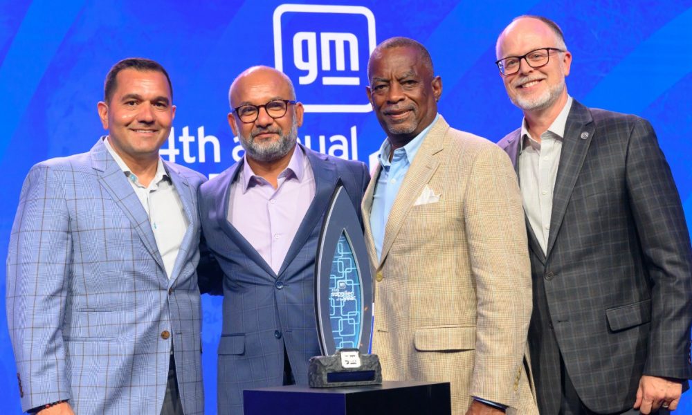 Chemico CEO Leon C. Richardson (center) accepts the 2025 Supplier of the Year award from General Motors during their 34th annual Supplier of the Year awards event in Austin, Texas. Richardson is flanked by Mauricio Pincheira, Chemico VP Automotive & Industrial Accounts (far left), Sham Kunjur, GM Executive Director Purchasing (left) and Dave Macleod, Chemico Executive VP (right). Photo: General Motors.