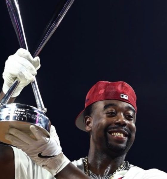Jordan Walker displays the Home Run Derby trophy he won with an epic performance on Monday night at Citizens Bank Park in Philadelphia.