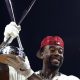Jordan Walker displays the Home Run Derby trophy he won with an epic performance on Monday night at Citizens Bank Park in Philadelphia.