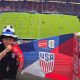 Brookfield Elementary teacher Corrin Haskell went with two former Brookfield students, Anthony (left) and James to the World Cup Round of 32 match in Santa Clara. Photo courtesy OUSD.
