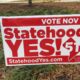 Crop Save Try Washington DC, USA-November 8, 2016: This campaign poster for District of Columbia statehood was spotted in a Northwest Washington DC neighborhood on election day. It is campaigning for full representation in congress and full control over local affairs. Right now Washington DC is a federal district which does not allow this full control.
