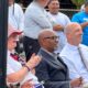 Pastor Michael Wallace of Mt. Zion Missionary Baptist Church (center) and David Kimball, president of the Oakland Stake of the LDS church listen to remarks before volunteers began their work. “We are grateful to partner with these organizations to help care for those in need in our community,” Kimball later told the assembled volunteers. Courtesy photo.