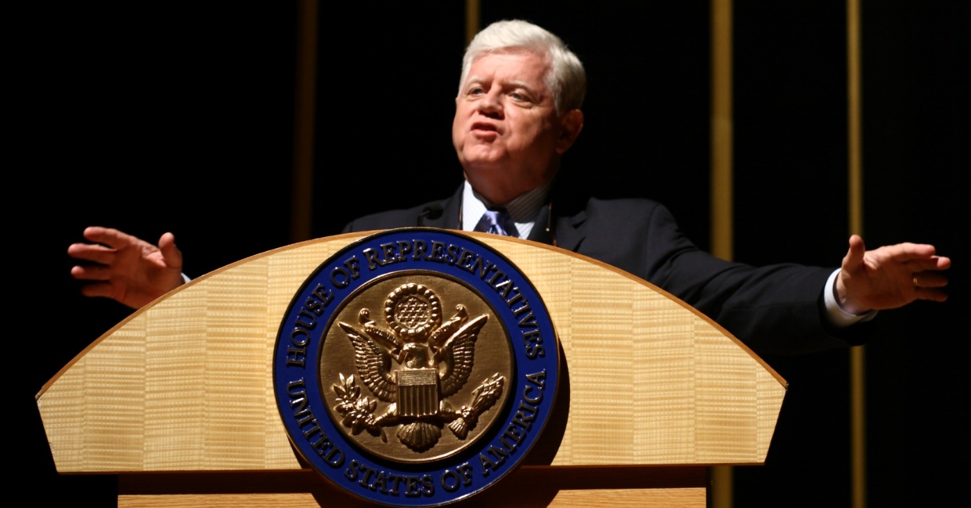 U.S. Representative John B. Larson at a "Public Forum on Reforming America’s Health Care System", held in SBM Auditorium of Manchester Community College from 6:00 pm to 8:00 pm on 30 June 2009.