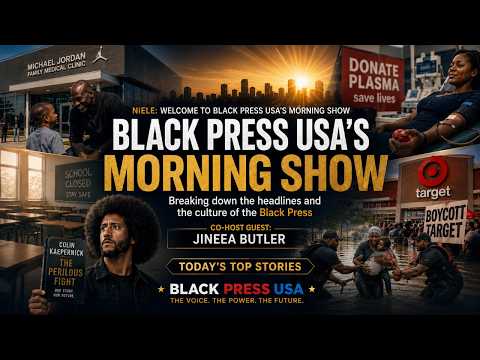 BlackPressUSA TV discusses current headlines and hot topics in this YouTube thumbnail.