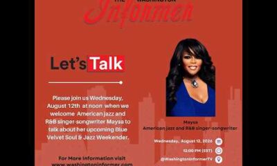 Maysa performing live on stage for The Washington Informer's Let's Talk series