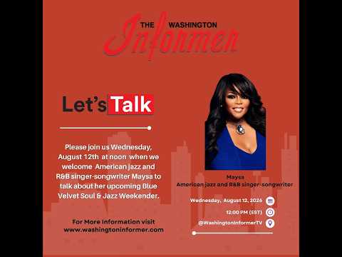 Maysa performing live on stage for The Washington Informer's Let's Talk series