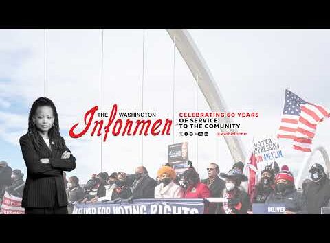 Washington Informer welcomes viewers to their live show with a group of smiling people.