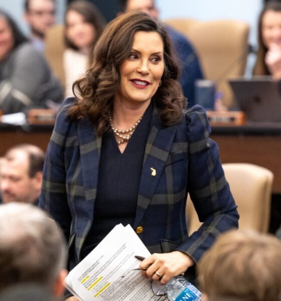 Gov. Gretchen Whitmer delivers her proposal for the state's Fiscal Year 2025 budget on Feb. 7, 2024. (Andrew Roth/Michigan Advance)