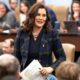 Gov. Gretchen Whitmer delivers her proposal for the state's Fiscal Year 2025 budget on Feb. 7, 2024. (Andrew Roth/Michigan Advance)