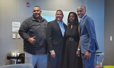 At SpringHill Suites by Marriott Oakland Airport, AASEG President Ray Bobbitt with Loop Capital Vice President Al Dinwiddie, OAACC President Cathy Adams, and Loop Capital President James “Jim” Reynolds, Jr. Photo by Carla Thomas.