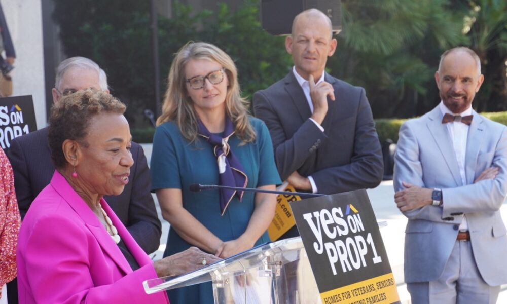 Local and state officials gathered at the State Capitol on Aug. 18 to discuss Proposition 1, a statewide bond measure that would fund housing and homelessness programs. Oakland Mayor Barbara Lee urged voters to approve the measure on the November ballot. Pictured to Lee’s right are Assemblymember Buffy Wicks (D-Oakland), Sacramento Mayor Kevin McCarty and Sen. Christopher Cabaldon (D-West Sacramento). CBM photo by Antonio Ray Harvey.