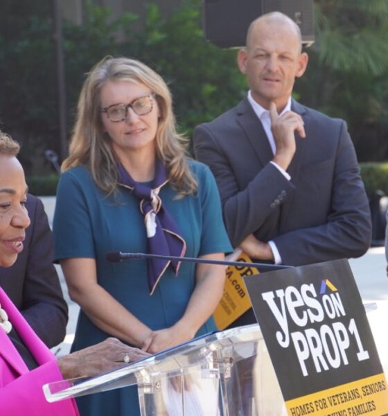 Local and state officials gathered at the State Capitol on Aug. 18 to discuss Proposition 1, a statewide bond measure that would fund housing and homelessness programs. Oakland Mayor Barbara Lee urged voters to approve the measure on the November ballot. Pictured to Lee’s right are Assemblymember Buffy Wicks (D-Oakland), Sacramento Mayor Kevin McCarty and Sen. Christopher Cabaldon (D-West Sacramento). CBM photo by Antonio Ray Harvey.
