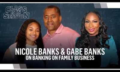Black Enterprise video thumbnail for "Banking on Family Business" showing a Black family working together in a bank setting.